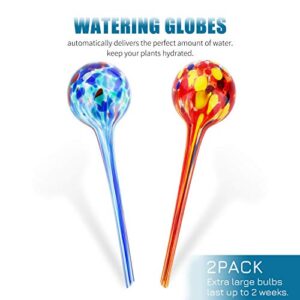 Brajttt Plant Watering Globes, 2 Pieces Automatic Watering Bulbs, Cute Glass Watering Globes with 2 Tags