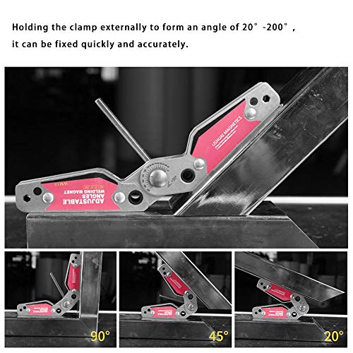 Adjustable Angle Welding Magnets with Wrench, 20-200 Degree Adjustable Angles Welding Magnetic Welding Clamp Holder, Welding Equipment