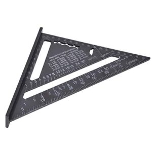 90 Degree Black Triangle Ruler Aluminum Alloy Angle Ruler Inch for Carpenter's Workshop Woodworking 7 Inch Square Layout Tool