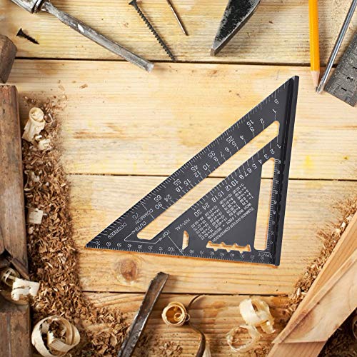 90 Degree Black Triangle Ruler Aluminum Alloy Angle Ruler Inch for Carpenter's Workshop Woodworking 7 Inch Square Layout Tool