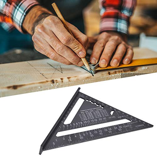 90 Degree Black Triangle Ruler Aluminum Alloy Angle Ruler Inch for Carpenter's Workshop Woodworking 7 Inch Square Layout Tool