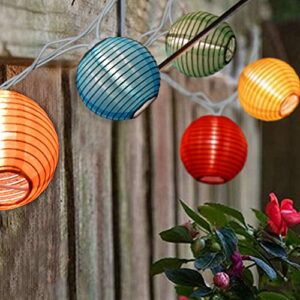 multicolor lantern string lights, 8.5ft outdoor lantern christmas lights with 10 nylon colorful lanterns, plug in patio lantern lights for home patio party wedding bistro indoor bedroom decoration