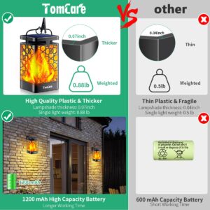 TomCare Solar Outdoor Lights Upgraded Solar Lantern Flickering Flame Outdoor Waterproof Hanging Lanterns Decorative Solar Powered Outdoor Lighting LED Christmas Lights for Patio Deck Yard, 2 Pack