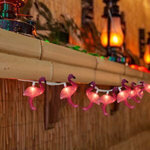 SUNSGNE Pink Flamingo Outdoor String Lights Party Lights, Summer Patio String Lights Holiday String Lights Cute Pink Flamingo Lights Fun Lights for Bedroom Home, Birthday Gift, Party Decor