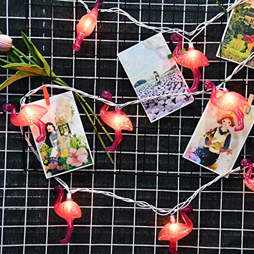 SUNSGNE Pink Flamingo Outdoor String Lights Party Lights, Summer Patio String Lights Holiday String Lights Cute Pink Flamingo Lights Fun Lights for Bedroom Home, Birthday Gift, Party Decor