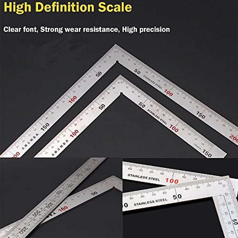 Utoolmart Right Angle Ruler, 150×300mm Stainless Steel L Shape Ruler, 90 Degree Square Tool, Framing Tools for Carpenters