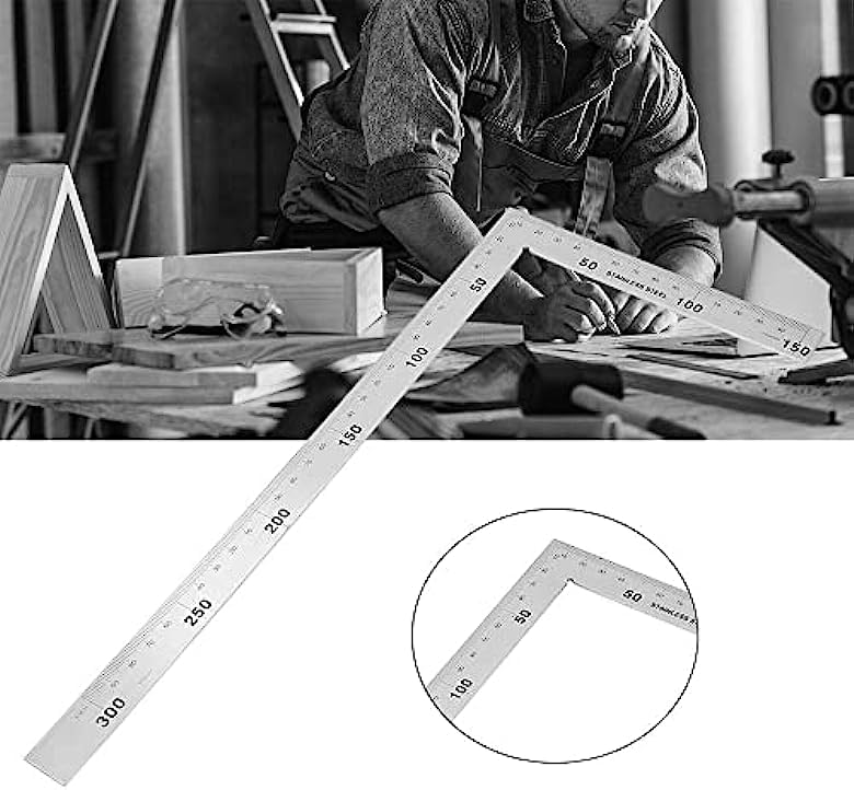 Utoolmart Right Angle Ruler, 150×300mm Stainless Steel L Shape Ruler, 90 Degree Square Tool, Framing Tools for Carpenters