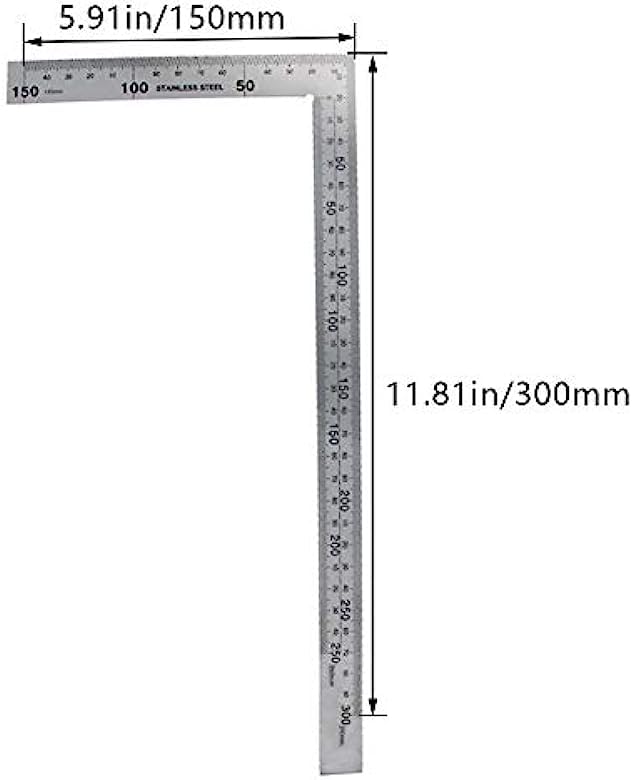 Utoolmart Right Angle Ruler, 150×300mm Stainless Steel L Shape Ruler, 90 Degree Square Tool, Framing Tools for Carpenters