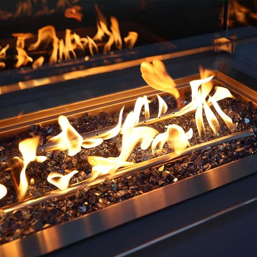 Mr. Fireglass 20 Pounds Copper Reflective Fire Glass, 1/2 Inch High Luster Reflective Tempered Glass Rocks for Fire Pit Table Fireplace and Landscaping, Decorative Propane Gas Fireplace Glass Rocks