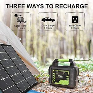 300W Portable Power Station, Portable Solar Generator for Home Use, CPAP Backup Battery Bank with 110V AC Outlet, Camping/Travel/Car Portable Chargers for Emergency