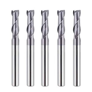 spetool 5pcs 2 flutes square nose end mill set power milling machine carbide upcut cnc router bits tiain coated, 1/4 inch shank, 2 1/2 inches long overall…
