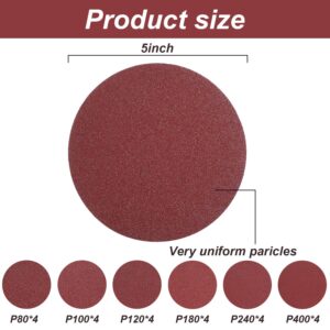 Sanding Belts Disc Grit Aluminum Oxide, 24 Pieces 1 x 30 Inch Abrasive Sanding Belt (60/80/120/150/240/400 Grits) and 24 Pieces 5 Inch Self Stick No-hole Sanding Disc (80/100/ 120/180/ 240/400 Grit