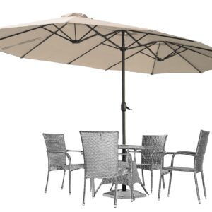 AECOJOY 15x9ft Double-Sided Patio Umbrella Outdoor Market Umbrella Large Sunbrella Table Umbrellas with Crank Air Vents for Deck Pool Patio (1.9" Pole,Red)