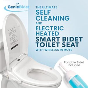 GenieBidet Electric Heated Smart Bidet -Unlimited Warm Water-Self Cleaning-Heated Seat-Elongated-Wireless Remote Control-Convenient Nightlight-Oscillating Wash. USA Customer Support/Service.