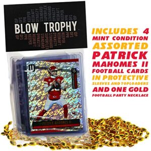 Patrick Mahomes Football Card Bundle, Set of 4 Assorted Kansas City Chiefs and Texas Tech Red Raiders Mint Football Cards Gift Set of MVP Quarterback Patrick Mahomes, Protected by Sleeve and Toploader