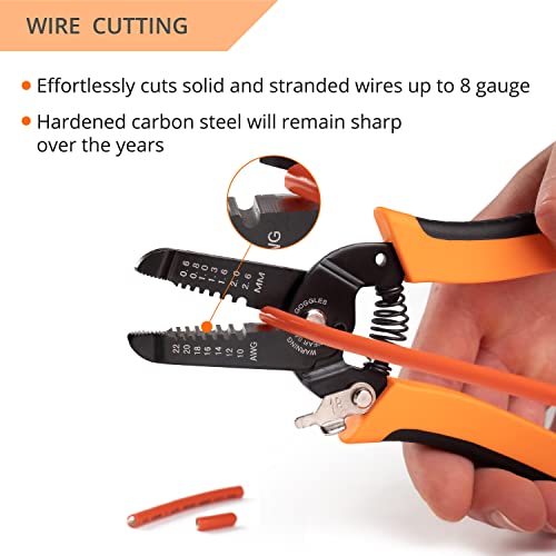 Wirefy Wire Stripper and Cutter - Wire Stripping Tool for Solid and Stranded Wires 22-10 AWG