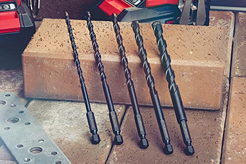 NordWolf 5-Piece Metric Carbide Tipped Multi-Purpose Drill Bit Set with 1/4" Hex Shank for Sheet Metal, Wood, Block, Brick, Tile & Plastic, Sizes 5.5-6.5-7-8-10mm