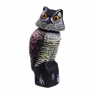 hooyizer owl decoy 360 rotate head, scarecrow fake owls natural enemy realistic owls to scare birds away