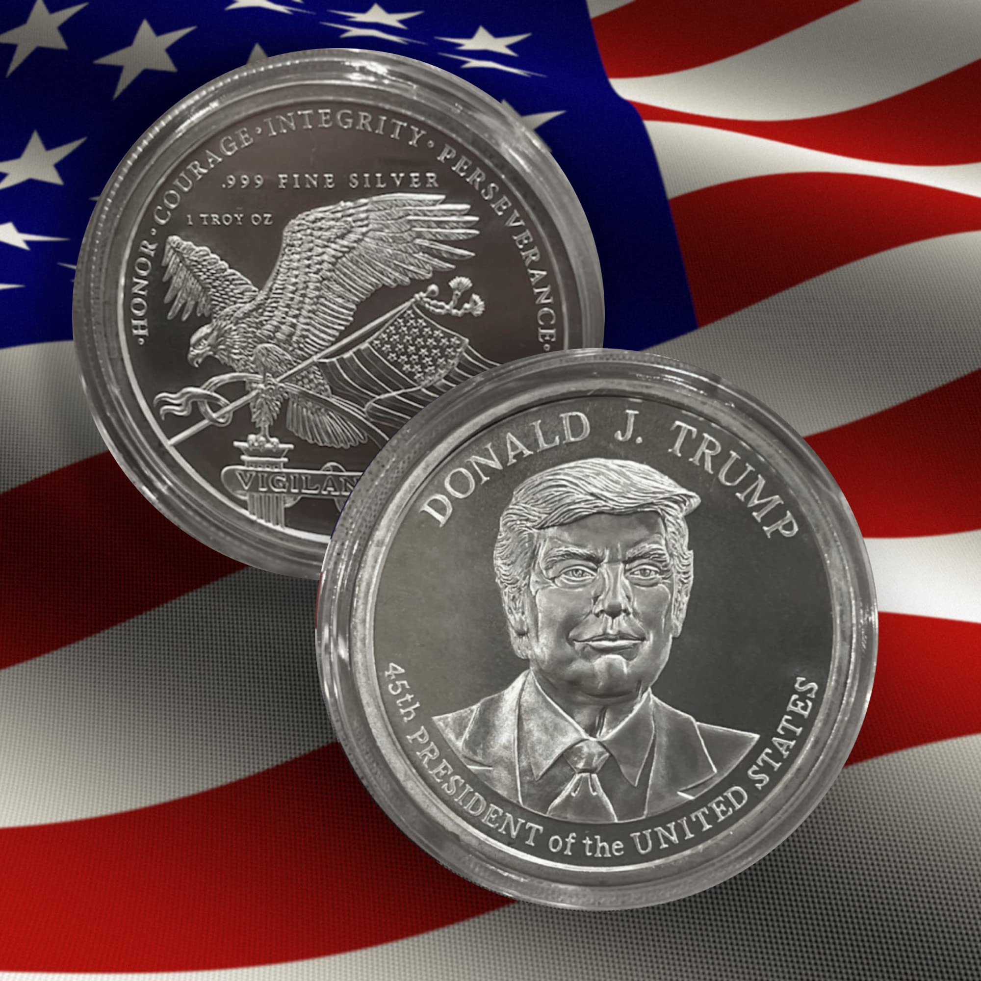 2020 Silver Donald Trump Private Mintage, 45th Presidential, Limited Edition Mint. 1 Troy Oz .999 Fine Silver Round