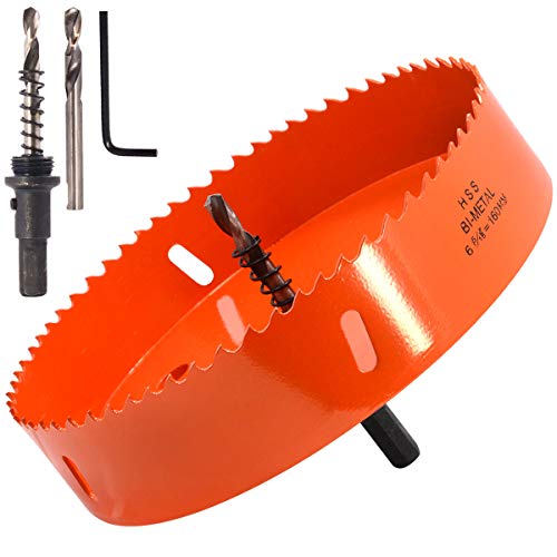 Koopi 160mm / 6.3" Bi-Metal Hole Saw with Arbor, Heavy Duty Hole Cutter, Easily Drilling Wood, Plastic, Plywood, Ceiling, Thin Metal for Recessed Lighting, Can Lights