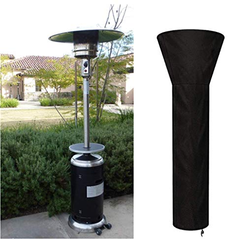 J&C Patio Heater Cover-Black Waterproof Dust-Proof Durable Veranda Outdoor Heater Cover with Zipper for Round Stand Up Patio Heater (86x19x33in)