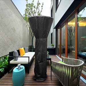 J&C Patio Heater Cover-Black Waterproof Dust-Proof Durable Veranda Outdoor Heater Cover with Zipper for Round Stand Up Patio Heater (86x19x33in)