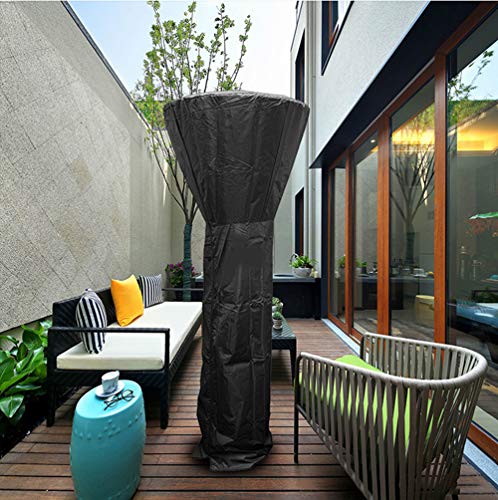 J&C Patio Heater Cover-Black Waterproof Dust-Proof Durable Veranda Outdoor Heater Cover with Zipper for Round Stand Up Patio Heater (86x19x33in)