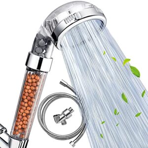 nosame® shower head with hose , filter filtration high pressure water saving 3 mode function spray handheld showerheads for dry skin & hair