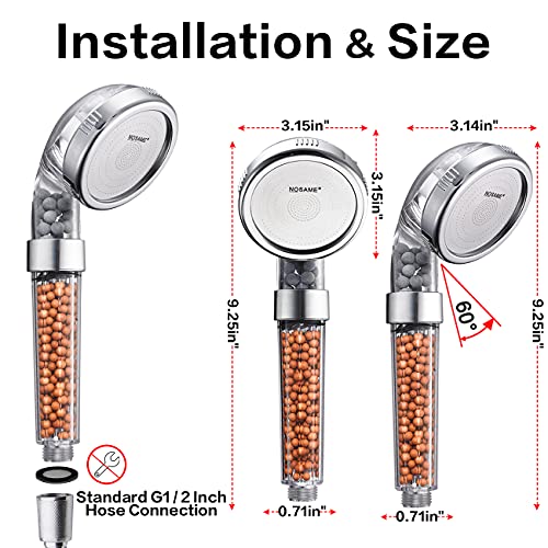 Nosame® Shower Head with Hose , Filter Filtration High Pressure Water Saving 3 Mode Function Spray Handheld Showerheads for Dry Skin & Hair