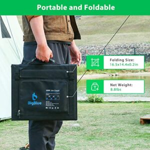 100W Portable Solar Panel with PD 45W USB-C, BigBlue Foldable Solar Panel with 18V/5.5A DC Port Compatible with Jackery Explorer/Goal Zero/Anker/Flashfish Power Station, Notebook, RV Battery, Phones