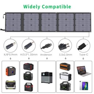 100W Portable Solar Panel with PD 45W USB-C, BigBlue Foldable Solar Panel with 18V/5.5A DC Port Compatible with Jackery Explorer/Goal Zero/Anker/Flashfish Power Station, Notebook, RV Battery, Phones