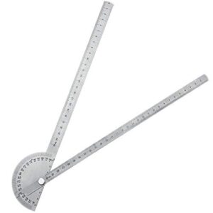 outus angle protractor angle finder ruler two arm stainless steel protractor woodworking ruler angle measure tool with 0-180 degrees (30 cm/ 11.8 inch)