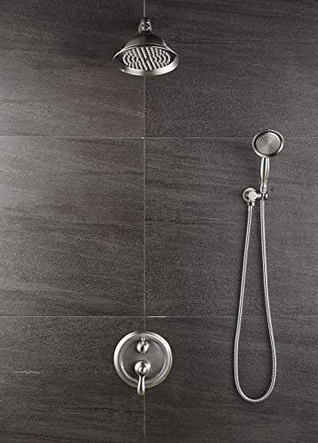 Shower System, Shower Faucet Sets Complete with Wall Mounted Shower Fixtures Rough-In Valve Body and Trim Kit (Brushed Nickel)