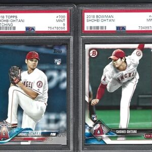 MINT 2018 SHOHEI OHTANI TOPPS & BOWMAN 2 CARD ROOKIE LOT GRADED PSA MINT 9 ANGELS MVP SUPERSTAR