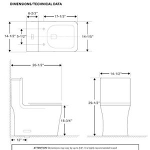 Fine Fixtures Dual-Flush Elongated One-Piece Toilet with High Efficiency Flush