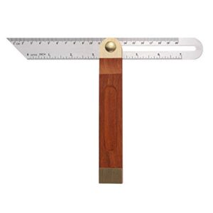 doitool 1pcs 9 inch sliding t-bevel gauge woodworking t bevel angle finder with hardwood handle and metric marks