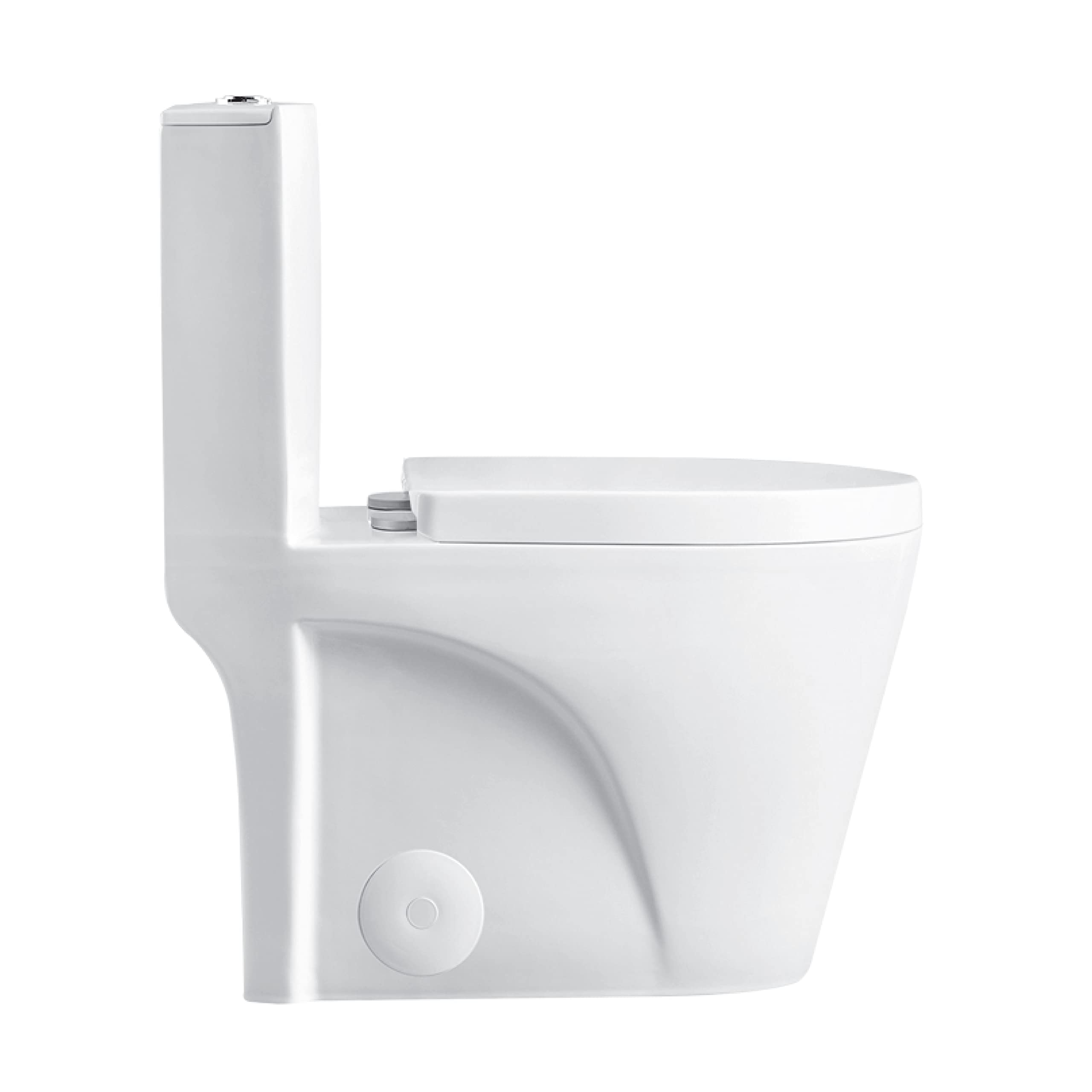 Fine Fixtures Dual-Flush Elongated One Piece Toilet Bowl - Soft Close Seat with High Efficiency Dual Flush in White…