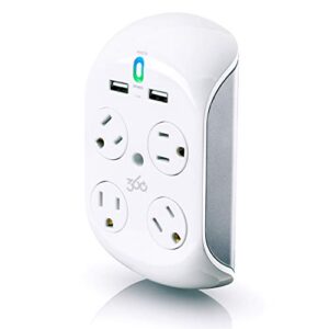 revolve 2.4 4-outlet rotating surge tap w/ 2.4a 2-port usb