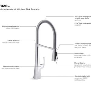 KOHLER K-22061-VS Graze Kitchen Sink Faucet, Vibrant Stainless