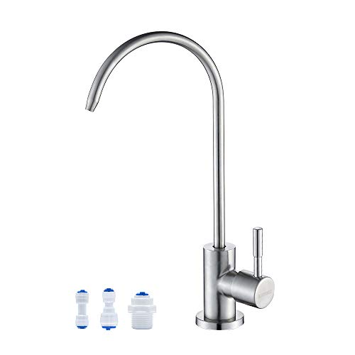 KAIYING Drinking Water Faucet, Lead-Free Filtered Water Faucet Fits Most Reverse Osmosis Units or Water Filtration System in Non-Air Gap, Kitchen RO Faucet, SUS304 Stainless Steel, Brushed Nickel