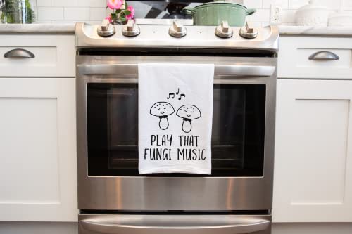 Handmade Funny Kitchen Towel - 100% Cotton Funny Hand Towel for Music Lovers - 28x28 Inch Perfect for Chef Housewarming Christmas Mother's Day Birthday Gift (Play That Fungi Music)