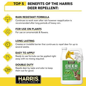 Harris Deer Repellent, Long Lasting Ready to Use Plant Safe Formula, 128oz