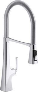kohler 22060-cp graze tall commercial, 3 function semi-pro kitchen sink faucet with pull down sprayer, polished chrome