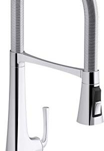 Kohler 22060-CP Graze Tall Commercial, 3 Function Semi-pro Kitchen Sink Faucet with Pull Down Sprayer, Polished Chrome