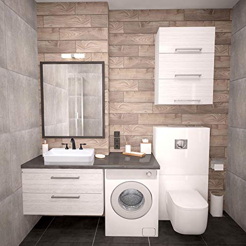 Aquaterior 23" x 18" Rectangle Drop In Bathroom Sink White Ceramic Above Counter Semi Recessed Vessel Sink with Widespread Faucet Holes,Drain