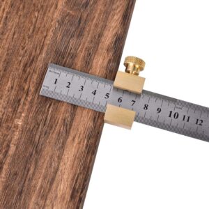 30cm Steel Ruler with Positioning Block, Woodworking Marking Locator Measuring Tool with Brass Slide Block, Carpentry Tools