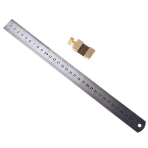 30cm Steel Ruler with Positioning Block, Woodworking Marking Locator Measuring Tool with Brass Slide Block, Carpentry Tools