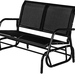 Esright 2 Seats Outdoor Glider Bench, Patio Glider Loveseat Chair with Powder Coated Steel Frame, Porch Rocking Glider for 2 Person