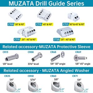 Muzata 30 90 Degree Angle Drill Guide Cable Railing Kit Stair Visible Drilling Template Drill Jig 4 Sizes for Straight and Angled Hole Lag Screw for Wood Post CT09,CT1