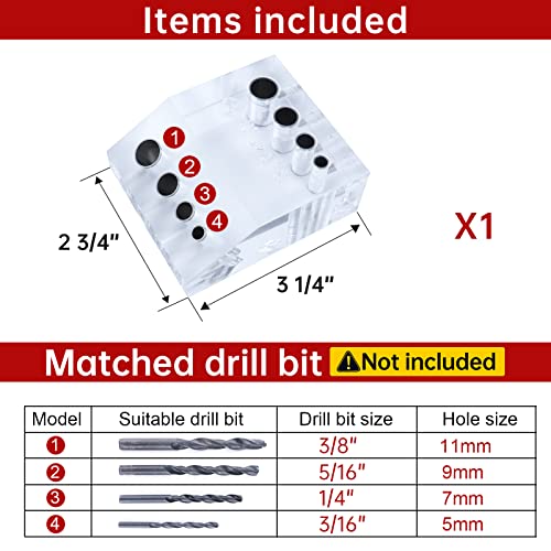 Muzata 30 90 Degree Angle Drill Guide Cable Railing Kit Stair Visible Drilling Template Drill Jig 4 Sizes for Straight and Angled Hole Lag Screw for Wood Post CT09,CT1